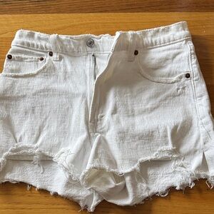 Abercrombie & Fitch White Distressed Jean Shorts